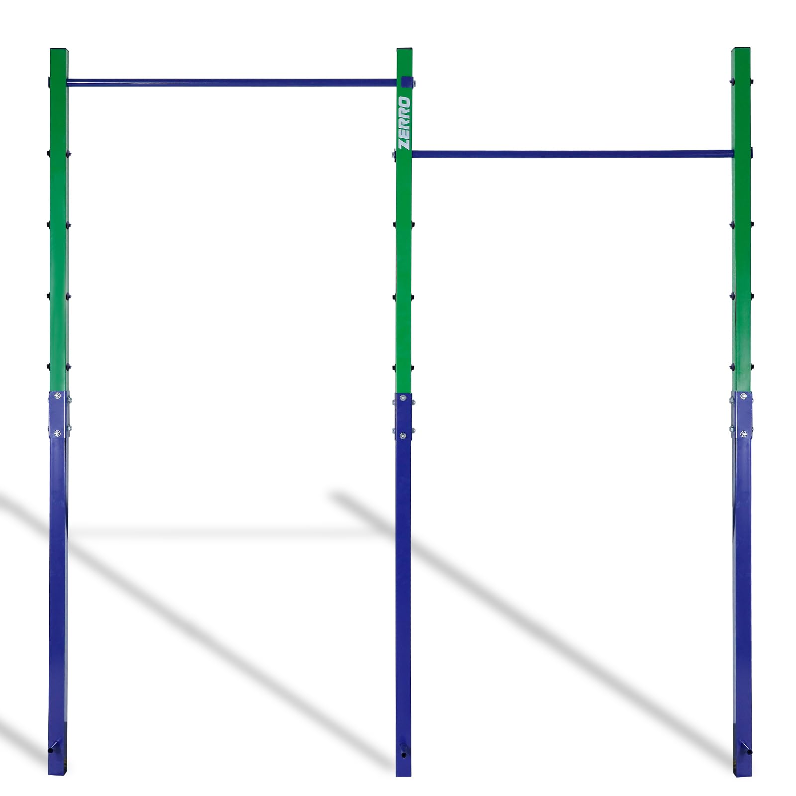 ZERRO Reckstange Outdoor Turnreck belastbar bis 150kg, Höhenverstellbar, grün-blau